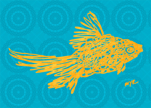 goldfish scribble artwork