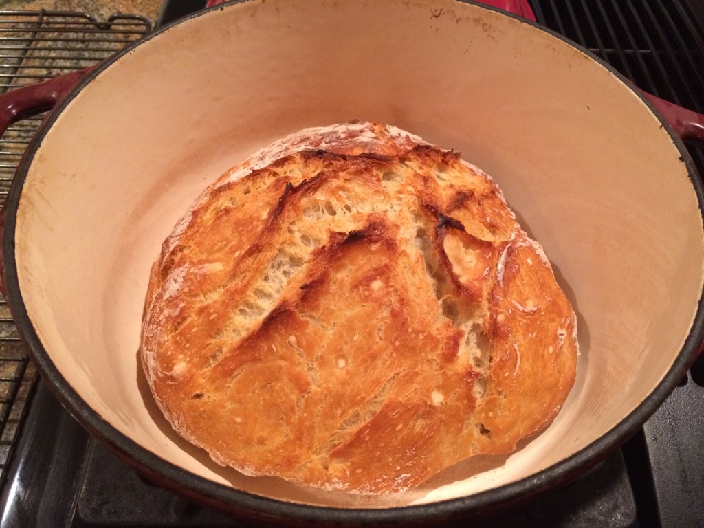 Bread baked in a cast iron dutch oven