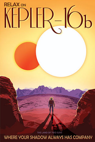 Kepler-16b - NASA Space Age Travel Poster