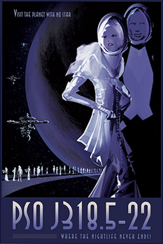 PSO J318.5-22 - NASA Space Age Travel Poster