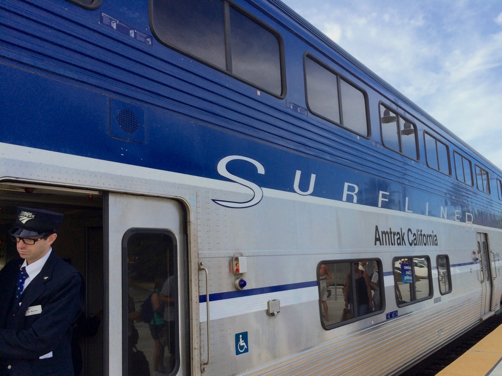 The Pacific Surfliner Train At The Santa Barbara Amtrak Station