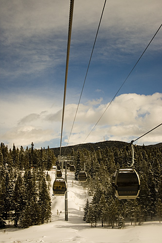 riding the gondola in breckenridge