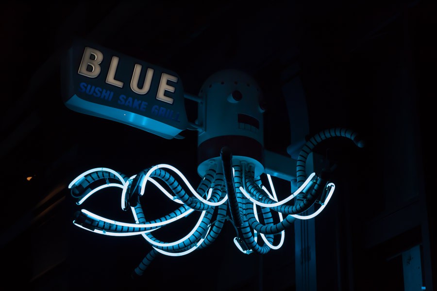 Blue Sushi Neon Octopus