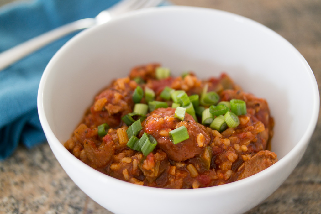 saucy brown rice jambalaya