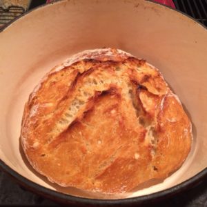 Bread baked in a cast iron dutch oven