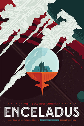 Enceladus - NASA Space Age Travel Poster