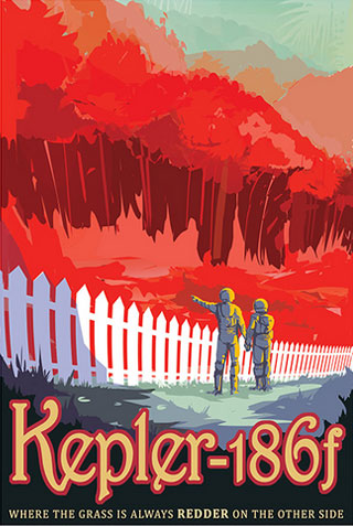 Kepler-186f - NASA Space Age Travel Poster