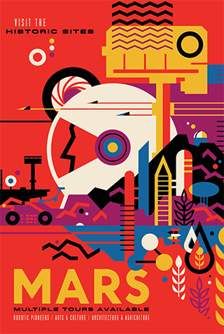 Mars - NASA Space Age Travel Poster