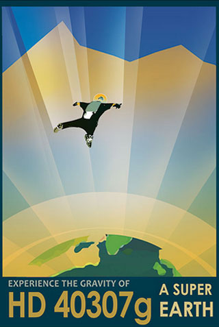 Super Earth - NASA Space Age Travel Poster