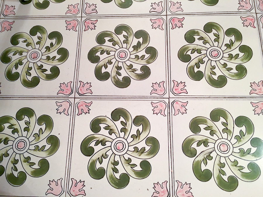 Pink and green tile floor Sorrento Italy