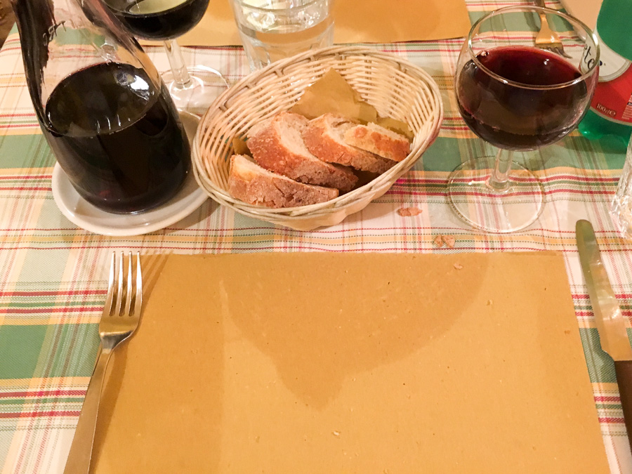 quarto of house red wine and bread chanteclers trattoria sorrento italy