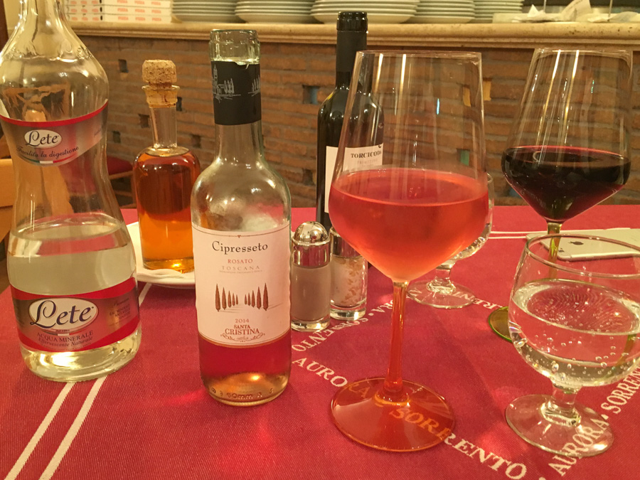 half bottles of wine pizzeria aurora sorrento italy
