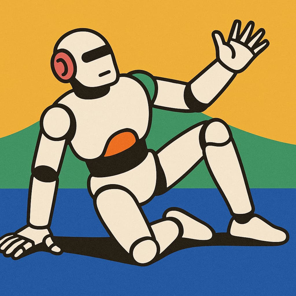illustration of a robot getting up off the floor