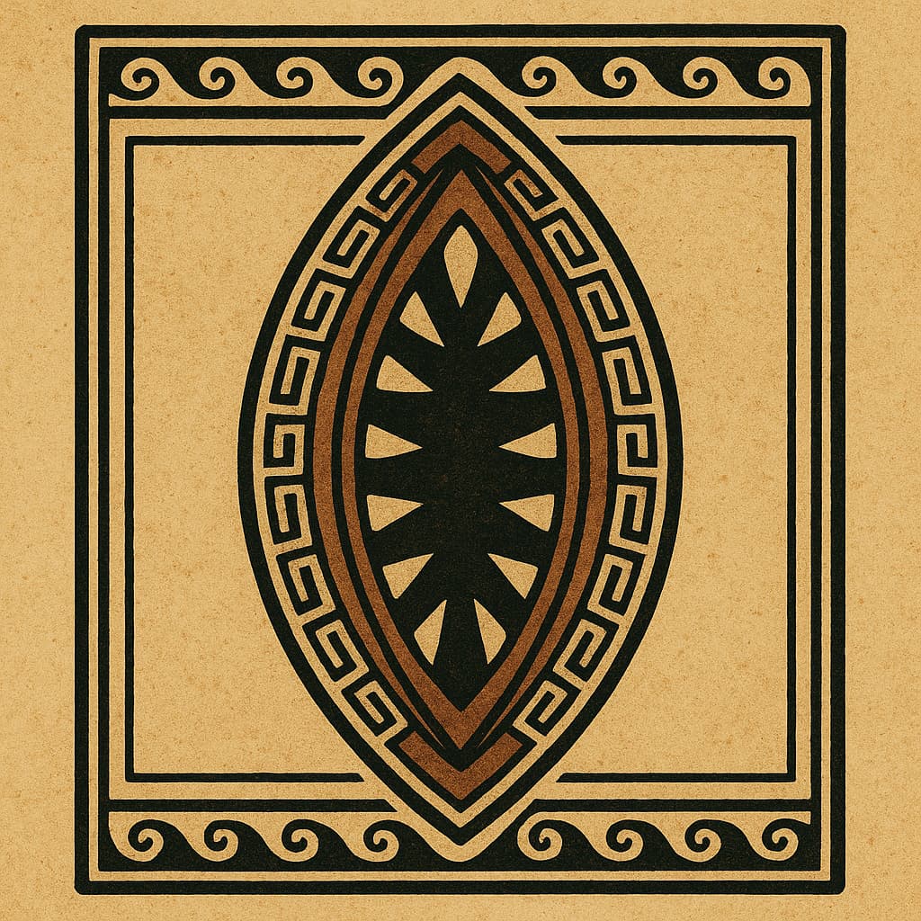 illustration of sharp teeth in a vesica pisca shape - vagina dentata legend from Greek mythology