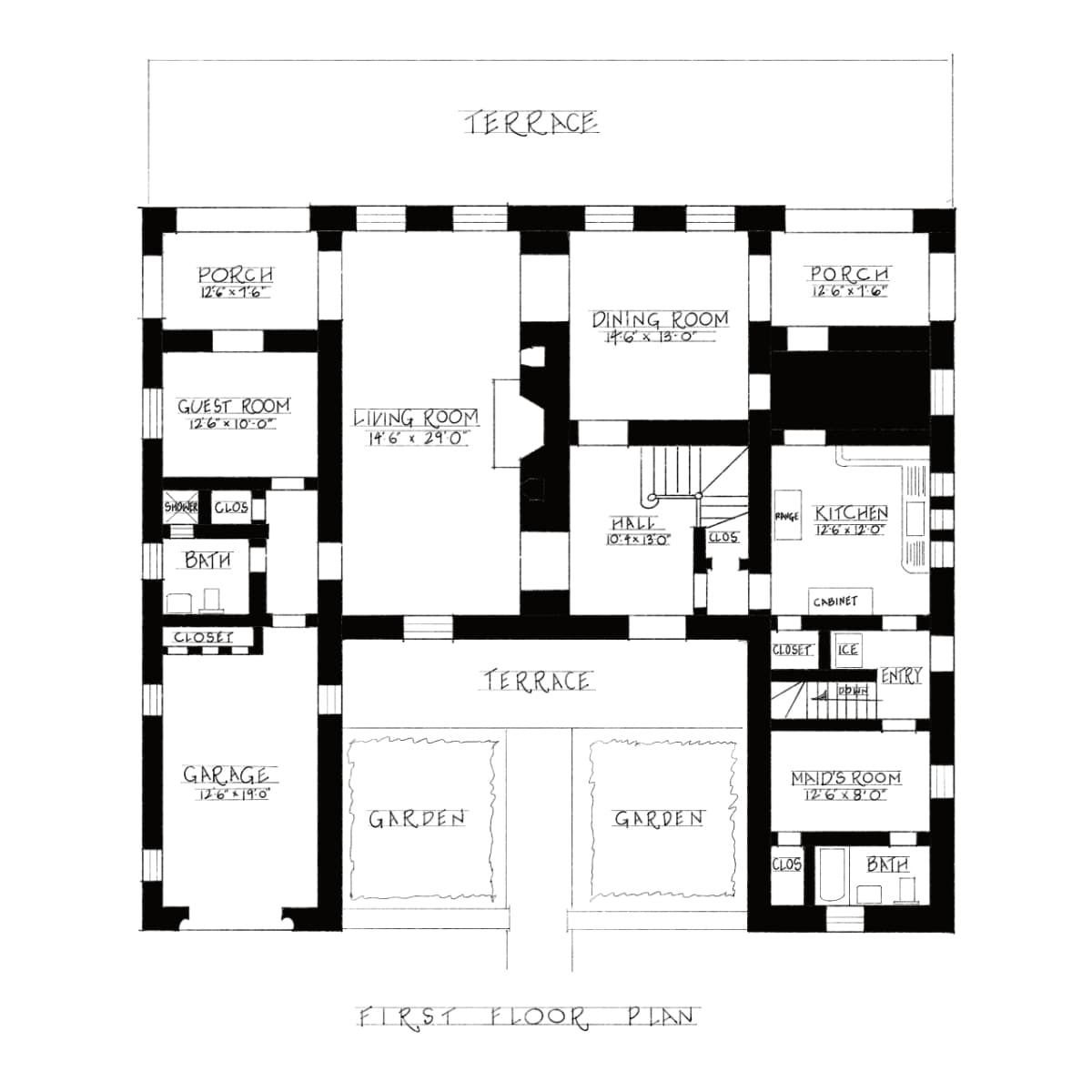 A house in the spanish style first floor plan