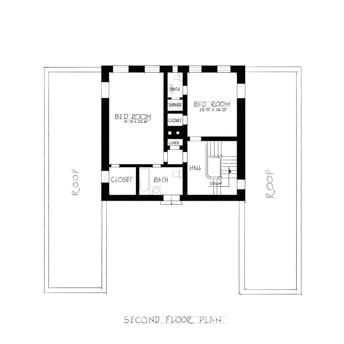A house in the spanish style second floor plan
